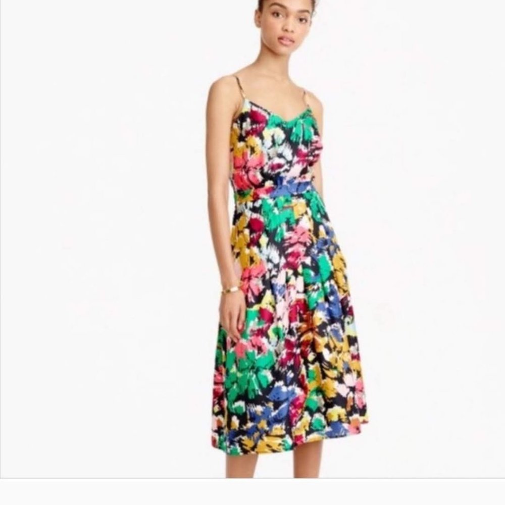 J. Crew Watercolor Print Silk Dress